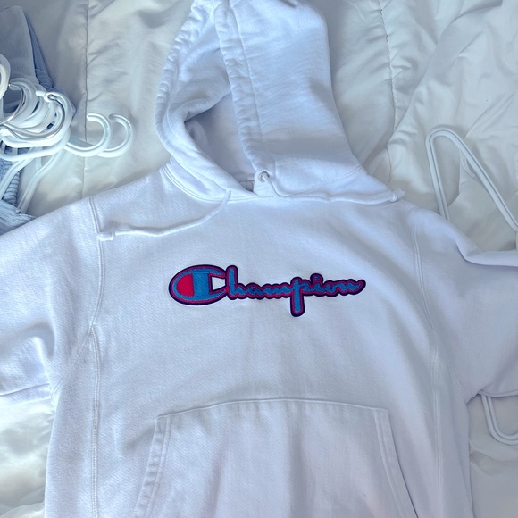 Champion Tops - Medium/oversized unisex white champion hoodie.